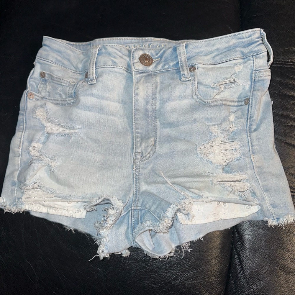 Light Blue American Eagle Distressed Denim Shorts
